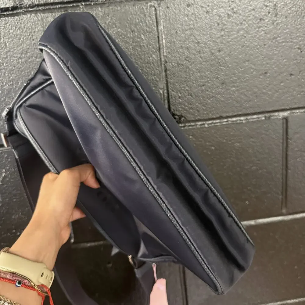 Prada Tessuto Nylon Saffiano Messenger Crossbody Bag Black